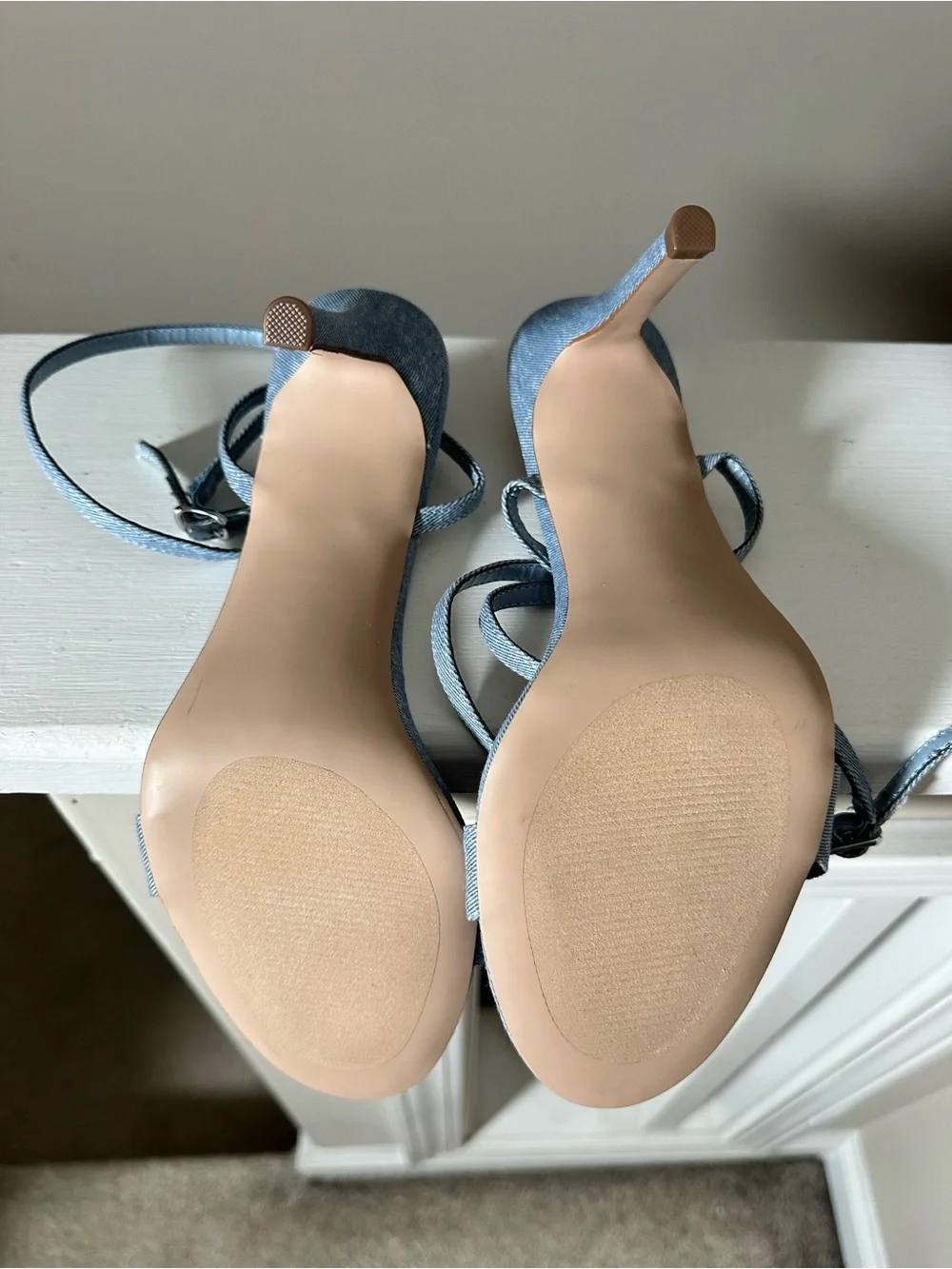Madden Girl Blue Denim Ankle-Strap Heels